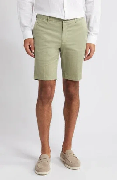 Scott Barber Microsanded Cotton Stretch Twill Shorts In Green