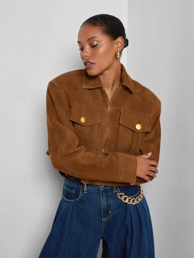 L'agence Micah Oversized Suede Jacket In Brown