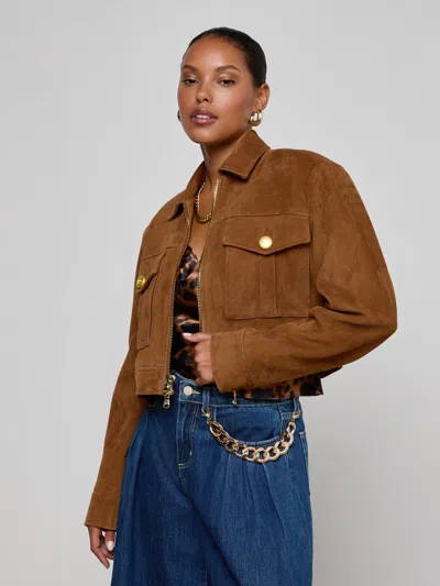 L'agence Micah Oversized Suede Jacket In Brown