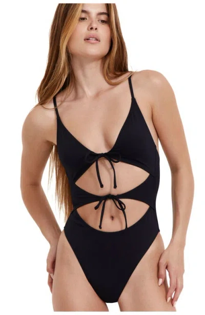Flirtt Gottex Solid Triangle Cut Out One Piece In Black