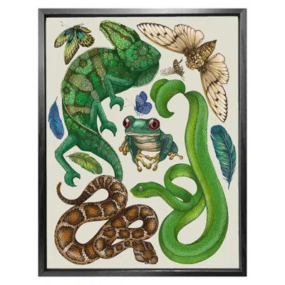 Emily Carter Antique Reptiles & Amphibians - Cream Fine Art Print A4 In Green