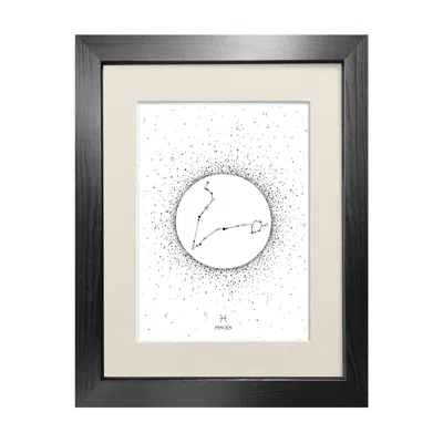 Emily Carter Black 'pisces Star Sign' - Fine Art Print A4 In Black
