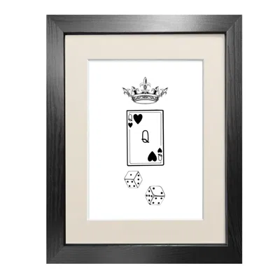 Emily Carter Black 'queen Of Hearts' - Fine Art Print A4 In Black