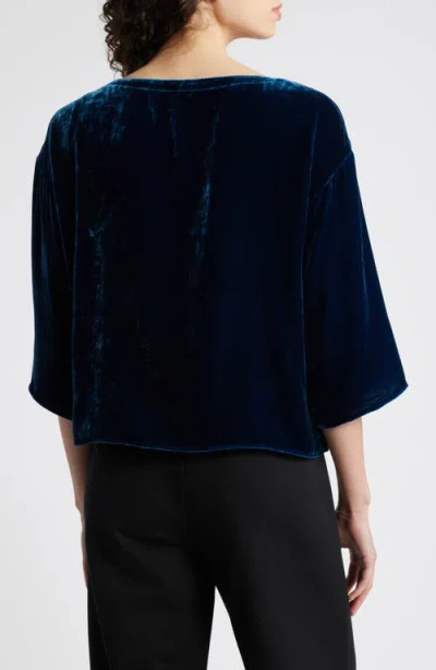 Eileen Fisher Boxy Velvet Top In Blue