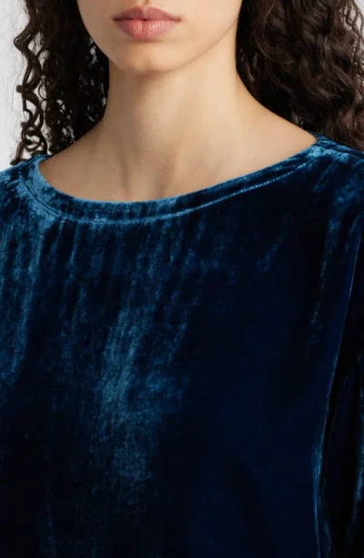 Eileen Fisher Boxy Velvet Top In Blue