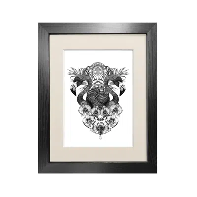 Emily Carter Black 'art Deco Flamingo' - Fine Art Print A4 In Black