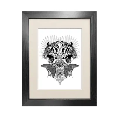 Emily Carter Black 'baroque Tiger' - Fine Art Print A3 In Black