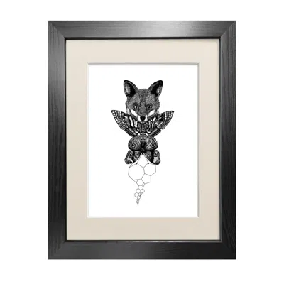 Emily Carter Black 'the Fox' Fine Art Print A5 In Black