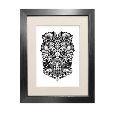 Emily Carter Black 'jewel & Jaguar' - Fine Art Print A4 In Black