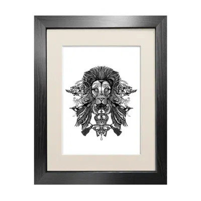 Emily Carter Black 'the Regal Lion' Fine Art Print A4 In Black