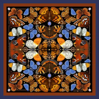 Emily Carter Men's The Key & Butterfly Silk Neckerchief - Amber In Multi
