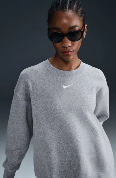 Nike Phoenix Fleece Oversize Crewneck Sweatshirt In Gray
