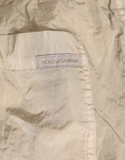 Dolce & Gabbana Beige Nylon Beachwear Men Boxer Short Swimwear In Gold