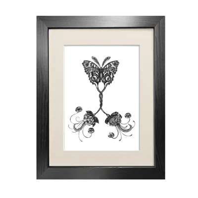 Emily Carter Black Coenia Oculus Fine Art Print A4 In Brown