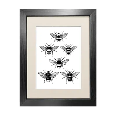 Emily Carter Black 'british Bees' Fine Art Print A3 In Black