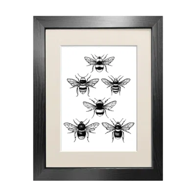 Emily Carter Black 'british Bees' - Fine Art Print A5 In Black