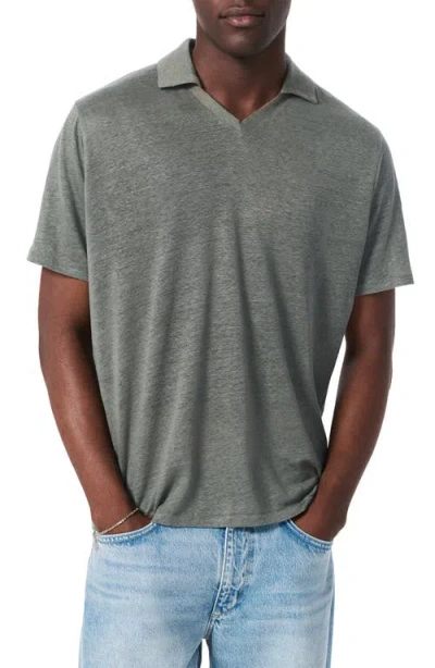 Rag & Bone Johnny Collar Linen Polo In Green