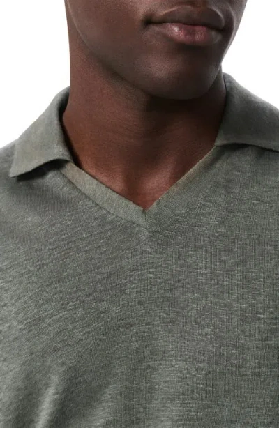 Rag & Bone Johnny Collar Linen Polo In Green