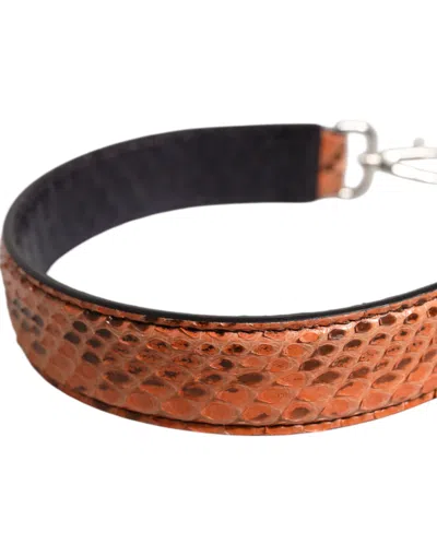Dolce & Gabbana Black Beige Exotic Leather Bag Shoulder Strap In Orange