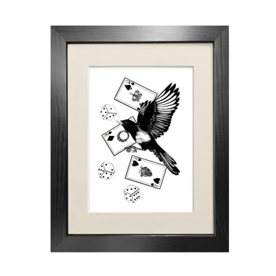 Emily Carter Black 'mysterious Magpie' - Fine Art Print A5 In Black