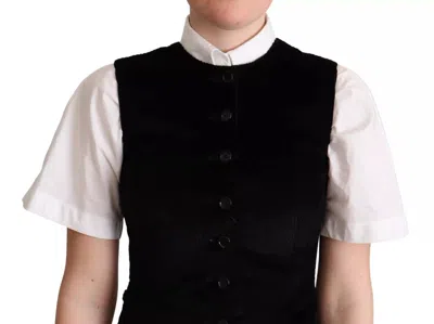 Dolce & Gabbana Black Brown Leopard Print Waistcoat Women's Vest In Black