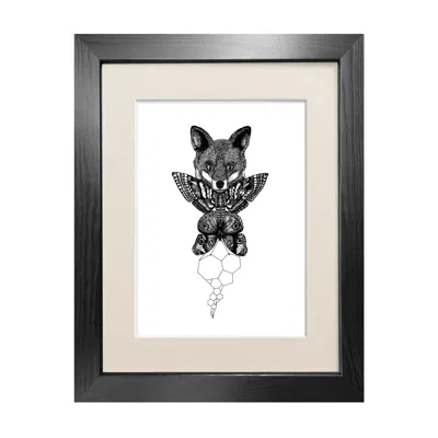 Emily Carter Black 'the Fox' Fine Art Print A4 In Black