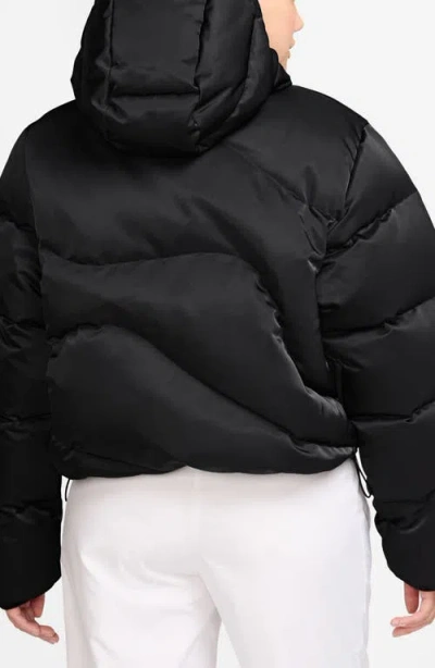 Nike Swoosh Series Water Resistant Therma-fit Oversize Down Puffer Jacket In Black