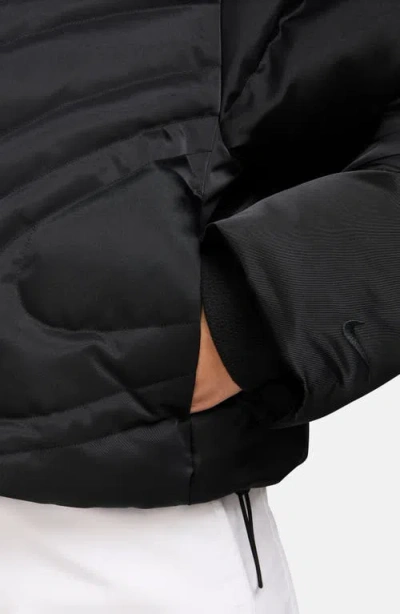 Nike Swoosh Series Water Resistant Therma-fit Oversize Down Puffer Jacket In Black