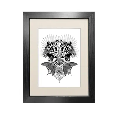 Emily Carter Black 'baroque Tiger' - Fine Art Print A4 In Black