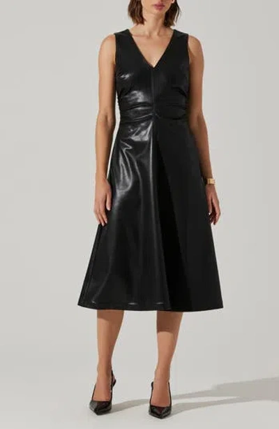 Astr The Label Omaira Faux Leather Midi Dress In Black