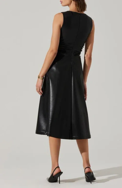 Astr The Label Omaira Faux Leather Midi Dress In Black