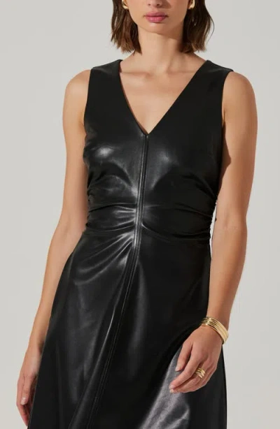 Astr The Label Omaira Faux Leather Midi Dress In Black