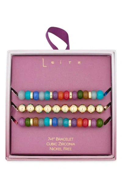 Leith Set Of 3 Beaded Stretch Bracelets In Multi
