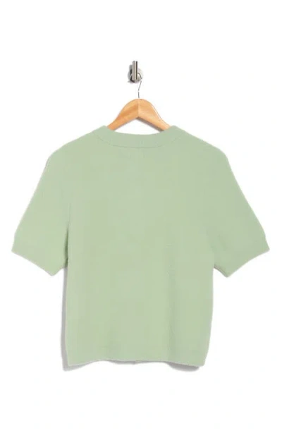 Muse Bow Button Short Sleeve Cardigan In Multi