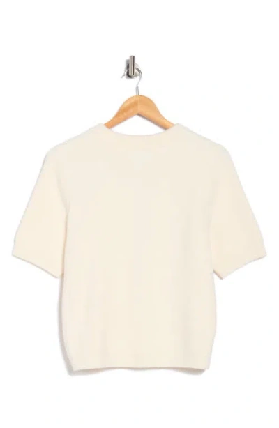 Muse Bow Button Short Sleeve Cardigan In Multi