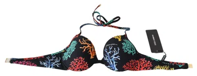 Dolce & Gabbana Black Corals Print Swimsuit Beachwear Bikini Top In Animal Print