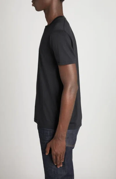 Tom Ford Black Crewneck T-shirt With Logo Embroidery On The Front In Cotton Blend Man In Black