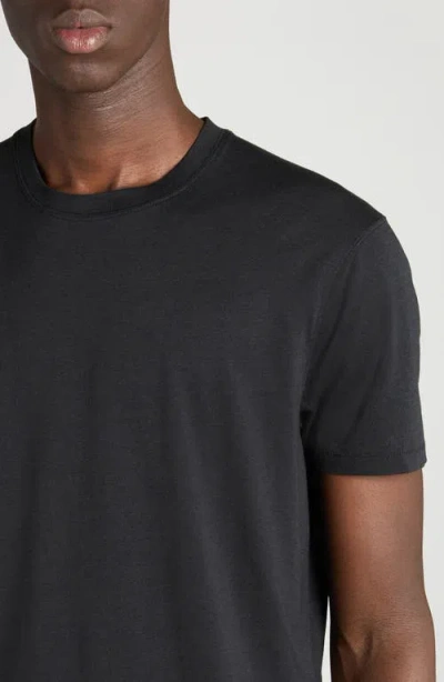 Tom Ford Black Crewneck T-shirt With Logo Embroidery On The Front In Cotton Blend Man In Black