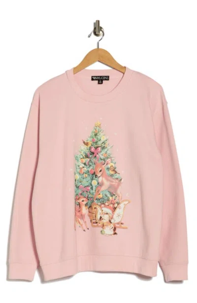 Vinyl Icons Animals Christmas Tree Graphic Sweatshirt In Pink