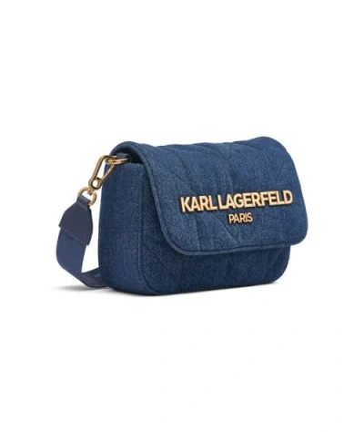 Karl Lagerfeld Voyage Quilted Denim Crossbody Bag In Blue