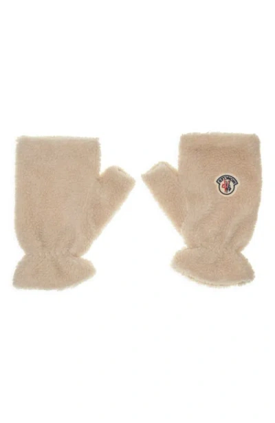 Moncler Fleece Fingerless Gloves In Brown