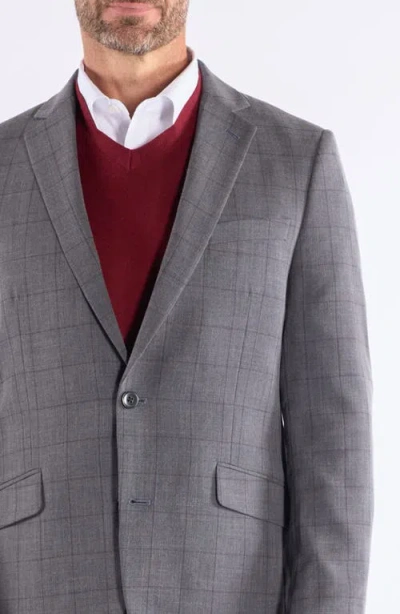 Savile Row Co Grey Rust Windowpane Suit In Gray