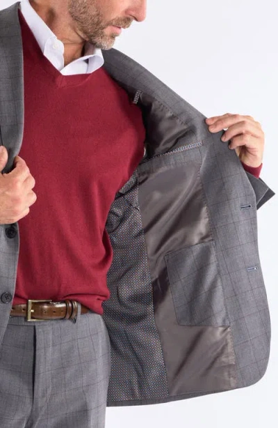 Savile Row Co Grey Rust Windowpane Suit In Gray