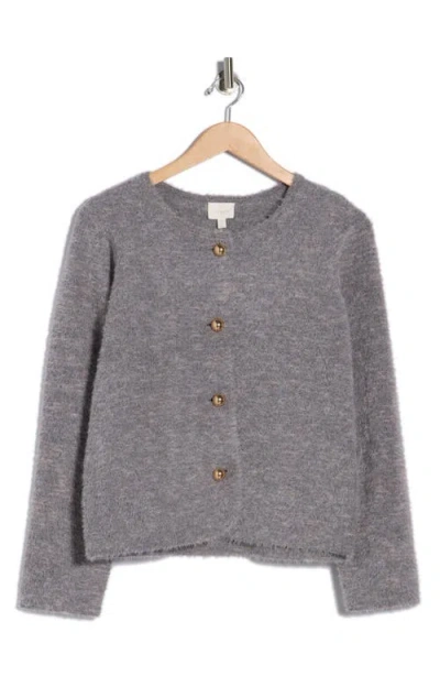 Cyrus Crewneck Button Front Cardigan In Gray