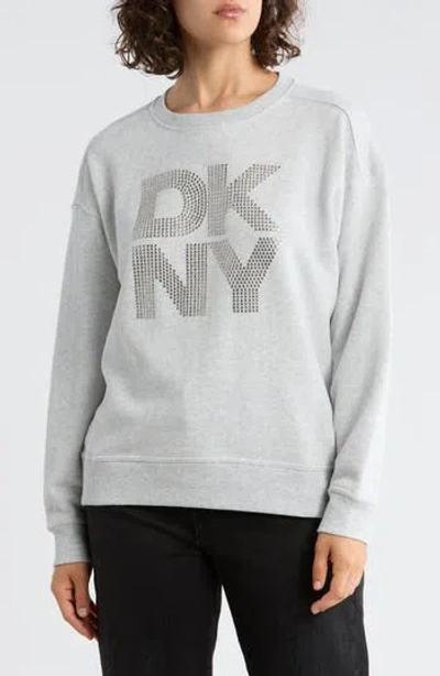 Dkny Jeans Rhinestone Logo Sweatshirt In Gray