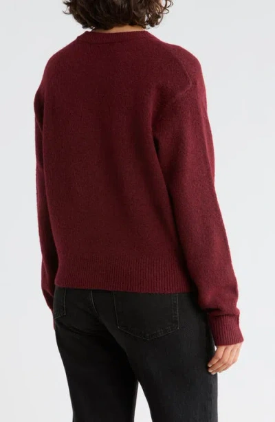 Elodie Bow Button Cardigan In Burgundy