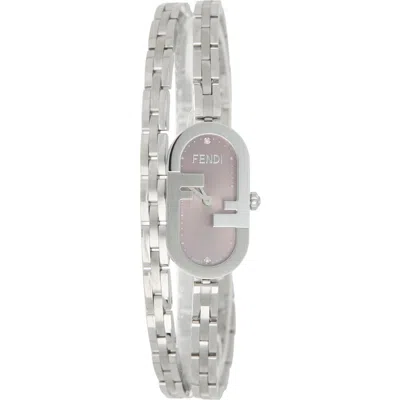 Fendi O'lock Diamond Accent Oval Link Bracelet Watch, 28.3mm X 14.8mm In Metallic