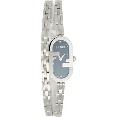 Fendi O'lock Diamond Accent Oval Link Bracelet Watch, 28.3mm X 14.8mm In Metallic