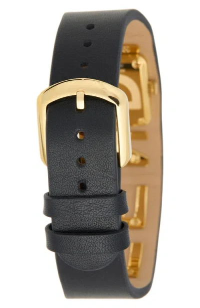 Fendi Graph Leather Strap Watch, 22.25mm X 25mm In Black