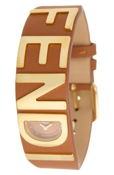 Fendi Graph Leather Strap Watch, 22.25mm X 25mm In Brown